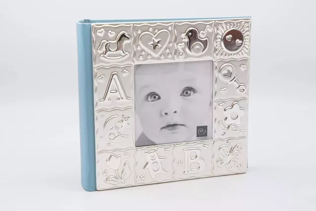 Quadro Album Bambino per 100 foto a tasche, 10 x 15, Celeste/Azzurro, Argento