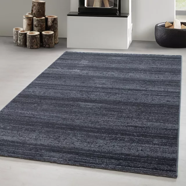 Modern Kurzflor Teppich, Einfarbig Grau meliert Pflegeleicht Teppich Wohnzimmer