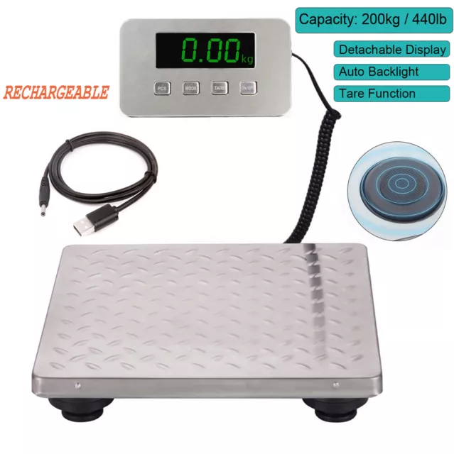 Large Rechargeable Heavy Duty Digital Shipping Postal Parcel Scale 440 LBS US