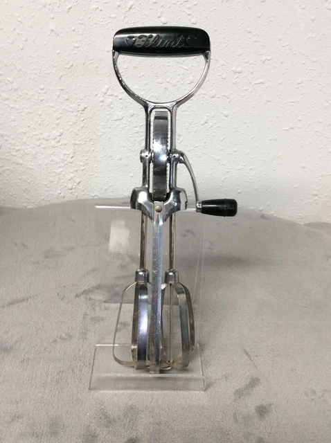 Vintage Ekco Egg Beater Shiny Stainless Steel Flint Rotary Crank Hand Mixer