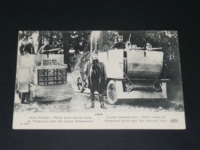 Cpa Carte Postale Guerre 14-18 1914 Route De Tirlemont Auto Blindee