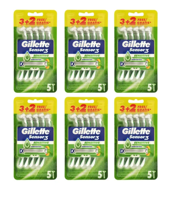 30pz Rasoio Gillette Sensor 3 Sensitive Comfortgel tre lame lamette barba monous