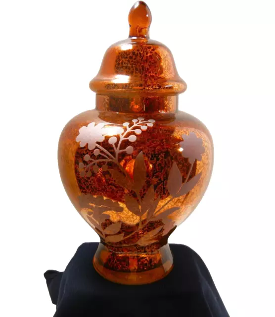 LARGE Glass Apothecary Ginger Jar Hand Painted  13" High