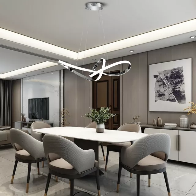 2 Rings LED Nordic Design Linear Wave Chandelier Hanging Lamp Pendant Light
