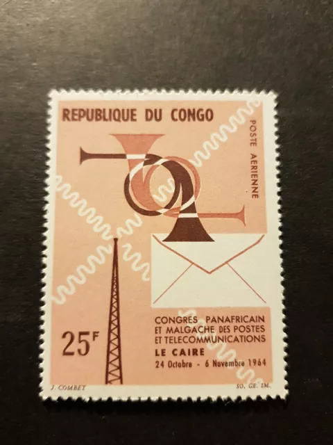 Timbre Afrique Congo Poste Aérienne Pa N°25 Neuf ** Luxe Mnh 1964