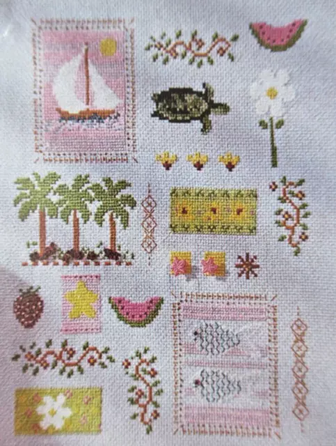 Stickvorlage "Sommer-Sampler in Pastell" Kreuzstichmotive Sommer