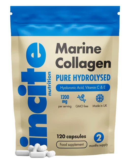 Mainer 1 MARINE COLLAGEN CAPSULES 1200mg Type 1 Hyaluronic Acid Vitamins 120 ...