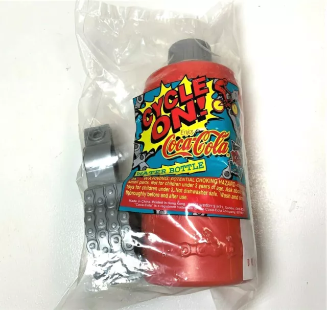 1997 Cycle On Wendy's Coca-Cola kids meal water bottle with mounting bracket