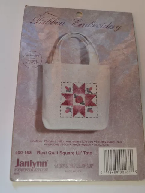 Bolso de mano cuadrado lil' bordado con cinta JANLYNN 5""x5""x2"" #00-168 nuevo en paquete