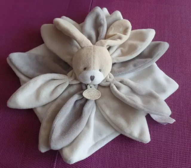 B6G / doudou lapin plat collector taupe gris beige DOUDOU ET COMPAGNIE