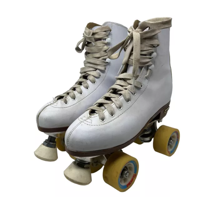 Chicago Skate Company Women's 8 8601k White Leather Quad Roller Derby Skates