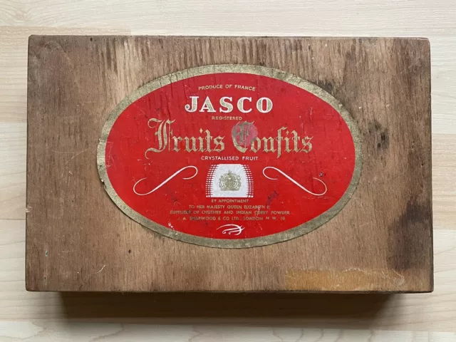 Vintage Jasco J A Sharwood Fruits Confits Empty Wooden Box