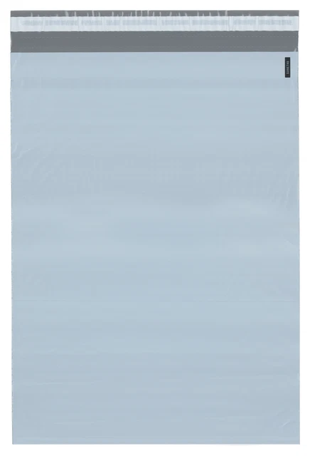 Plymor Poly Mailer White/Gray Bag w/ Closure & Strip, 14.5" x 19" (Case of 500)