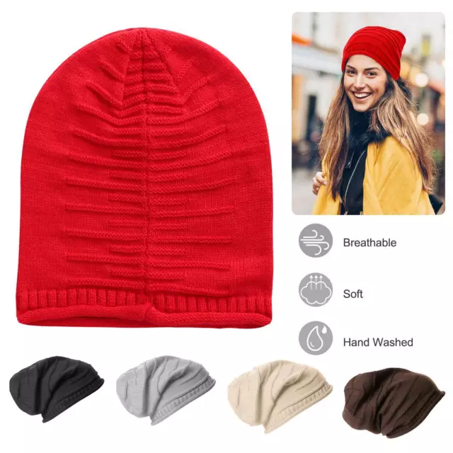 Unisex Womens Mens Knit Baggy Beanie Beret Hat Winter Warm Oversized Ski Cap -US