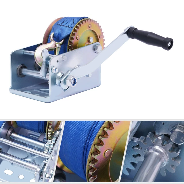 BOOMSTART Handwinde 1587kg - Seilwinde Mit 10m Polyestergurt Für Anhänger & Boote