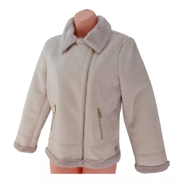 Girls Lipsy  Pink Faux Sheepskin Aviator Jacket Coat Age 14