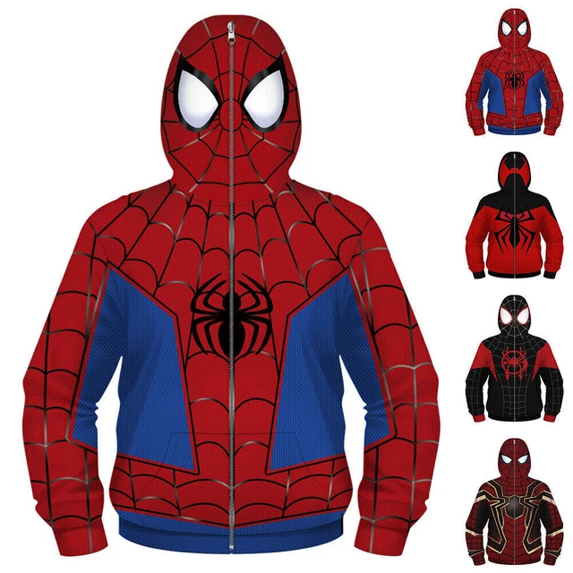 FELPA CON CAPPUCCIO SpiderMan con cerniera intera maschera viso bambino giacca con cappuccio costume cosplay EUR 18 89 PicClick IT