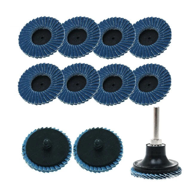 11pc 2 Inch 50mm Flat Flap Disc Roll Lock/Grinding Sanding Wheels With Holder.