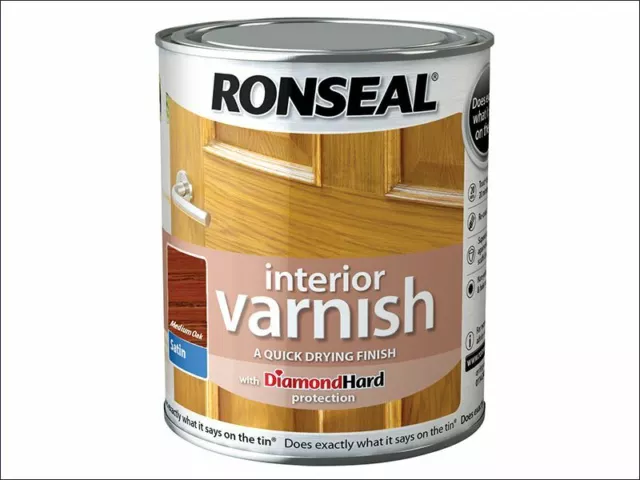Ronseal - Barniz para interiores, secado rápido, satinado, roble mediano, 750 ml