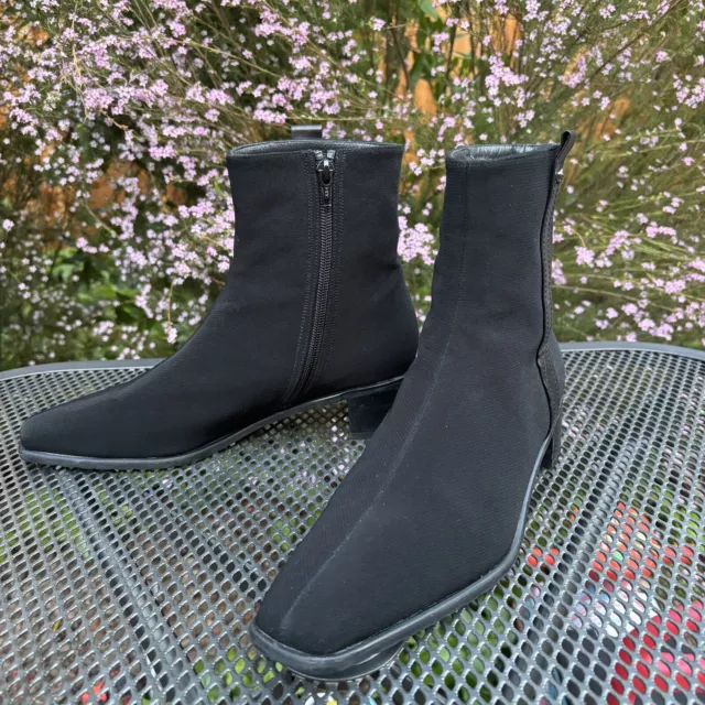 Stuart Weitzman Black Gore Tex Waterproof Square Toe Chelsea Boot Size 8.5M