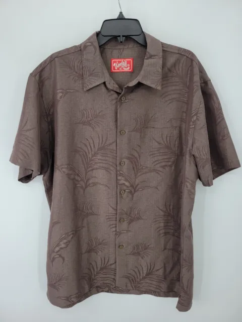 WOODYS RETRO LOUNGE Shirt Mens XXL Brown Floral Textured Short Sleeve ...