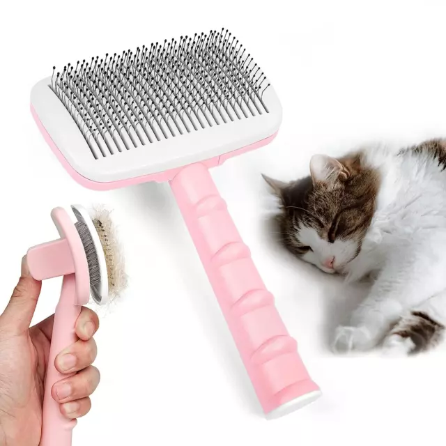 Self Cleaning Dog Cat Slicker Brush Grooming Undercoat Comb Shedding Tool Hair