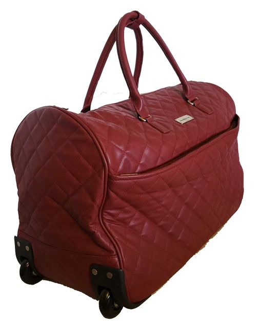 Samantha Brown Quilted Weekender Bag - Burgundy - NEW 3