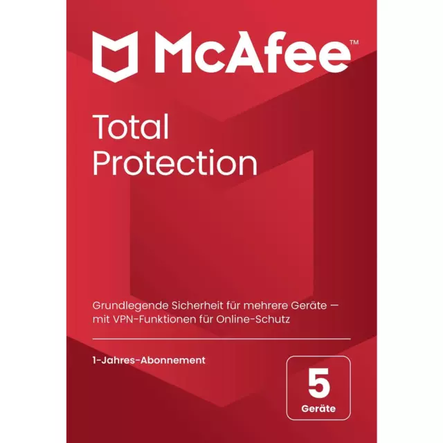 McAfee Total Protection|5Geräte|1 Jahr stets aktuell|Originalverpackung per Post