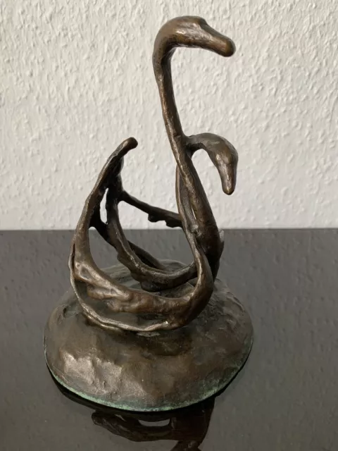 Schwan, Bronze?, antik? Modern Art mit Signatur, Geschenk für Liebende