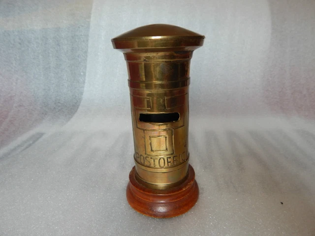 vintage Brass post box Money box 13cm tall