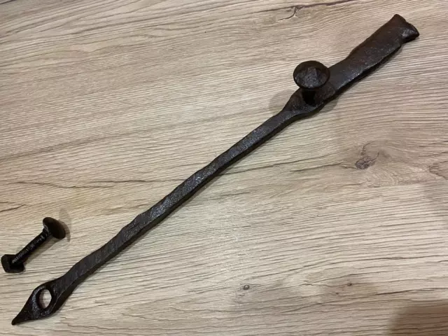 Ancienne barre fer forgé pour loquet 33,3 cm,porte ferrure serrure verrou