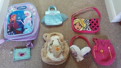 Girls bag accessory bundle 7 items inc Frozen & Barbie - age 3 - 7