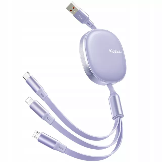 Câble de téléphone Mcdodo, rétractable, pour iPhone Micro USB USB-C, 3-en-1 bleu