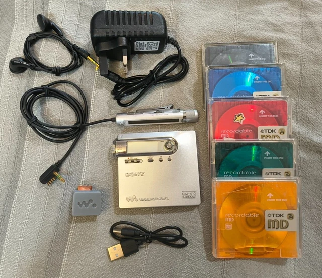 SONY MINIDISC SILVER NetMD Walkman MZN10 Recorder TypeS MDLP Mini