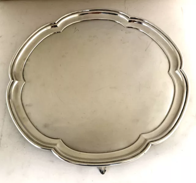 Salver argento inglese solido con marchio SHEFFIELD 1942 ATKIN BROTHERS 778g R04