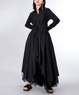 MSRP $137 Vicky And Lucas Black Belted Asymmetrical Shirt Dress Size Small NWOT