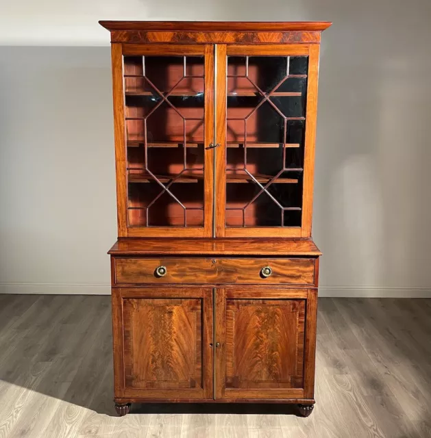 Antique 19th Century Bookcase On Cupboard In Mahogany ( REF AF-1326 )