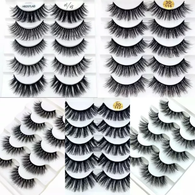 5 Paar 3D Künstliche Wimpern Set 100% Eyelashes Damen Fake Lashes False Falsche%