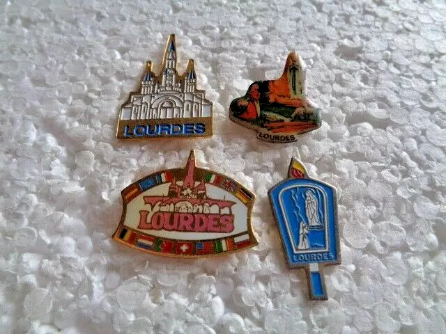 Job lot of 4 Lourdes Religion related metal lapel pins