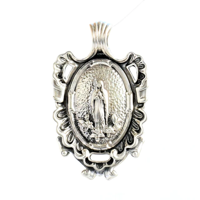 OUR LADY OF Lourdes Reproduction of 1908 Commemoration Medal Sterling ...