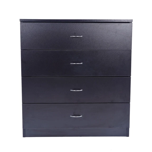 Black Wood 4 Drawer Dresser Shelf for Bedroom Storage Organizer