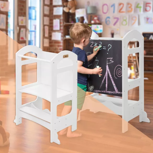 Tour d'observation enfant Montessori bois blanc/gris apprentissage  fonctionnelle