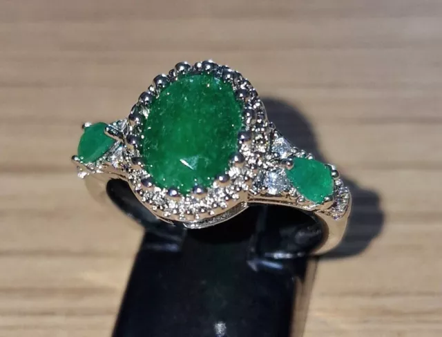 Smaragd Ring 925 Silber Gr 17,5 (55)  NEU...