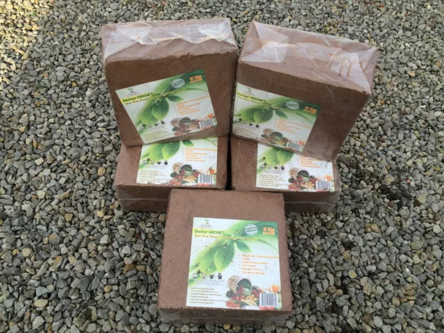 5 x 70lt Coco Coir Compost Blocks Peat Free Makes upto 350lts