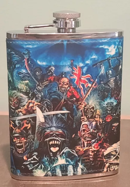 Iron Maiden: Collage #2 custom made  8 oz flask  NEW