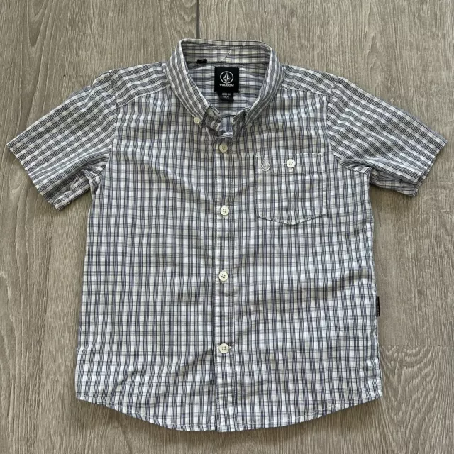 Volcom Boys Button Down Shirt Size 5 Plaid Collared Short Sleeve Toddler 5T