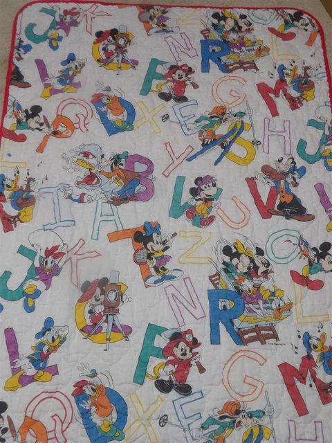 Manta edredón vintage Walt Disney Mickey Mouse Goofy bebé ABC Dundee