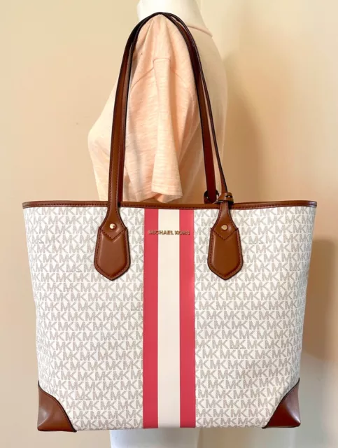 Michael Kors Eva MK Signature PVC Leather Large Travel tote, with Pouch