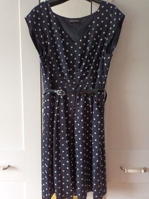 Planet Navy and White Spotted Dress 16 with matching belt