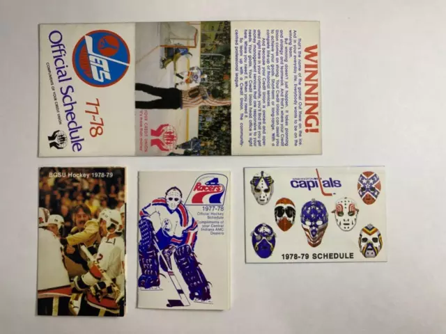 Lot of 4 Hockey Pocket Schedules Winnipeg Jets Capitals Racers BGSU 1977-78 NHL